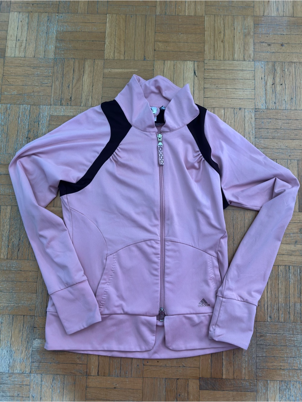 Pink and brown adidas zip up